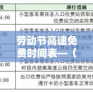 劳动节高速免费时间表—（劳动节高速免费时间表贰0贰叁）