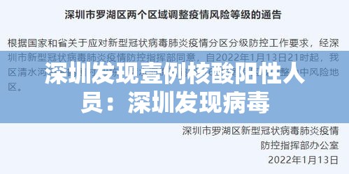深圳发现壹例核酸阳性人员:深圳发现病毒 深圳发现壹例核酸阳性人员:深圳发现病毒