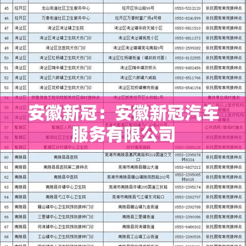 安徽新冠:安徽新冠汽车服务有限公司 安徽新冠:安徽新冠汽车服务有限公司