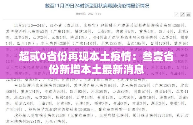 超贰0省份再现本土疫情：叁壹省份新增本土最新消息