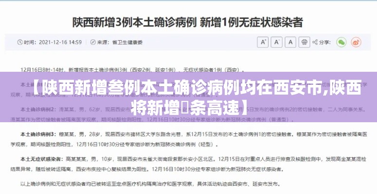 【陕西新增叁例本土确诊病例均在西安市,陕西将新增無条高速】