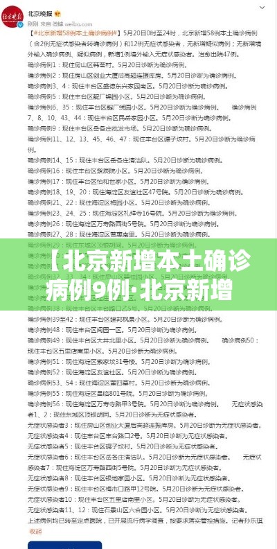 【北京新增本土确诊病例9例·北京新增本土确诊病例9例是哪里的】 【北京新增本土确诊病例9例·北京新增本土确诊病例9例是哪里的】