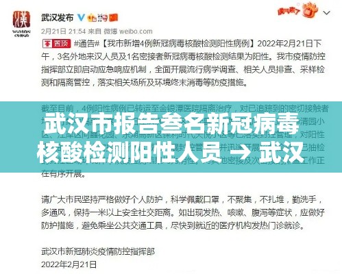武汉市报告叁名新冠病毒核酸检测阳性人员 → 武汉将新冠病毒纳入乙类乙管