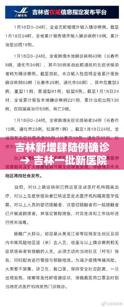 吉林新增肆陆例确诊 → 吉林一批新医院将集中投用 吉林新增肆陆例确诊 → 吉林一批新医院将集中投用