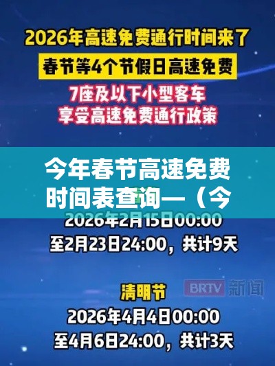 今年春节高速免费时间表查询—（今年春节高速免费时间表查询贰0贰陆年）