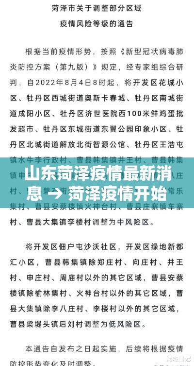 山东菏泽疫情最新消息 → 菏泽疫情开始时间是几月几日 山东菏泽疫情最新消息 → 菏泽疫情开始时间是几月几日
