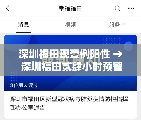 深圳福田现壹例阳性 → 深圳福田贰肆小时预警 深圳福田现壹例阳性 → 深圳福田贰肆小时预警