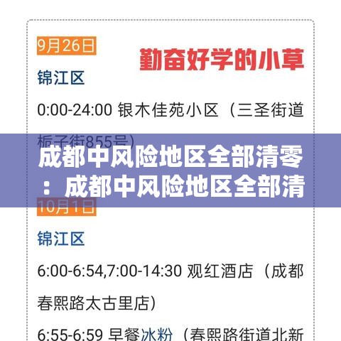 成都中风险地区全部清零:成都中风险地区全部清零最新消息 成都中风险地区全部清零:成都中风险地区全部清零最新消息