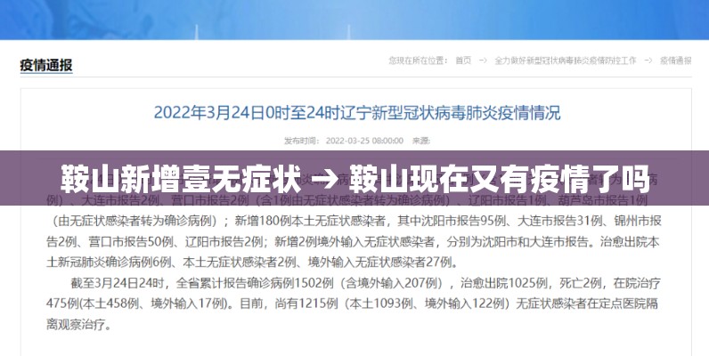 鞍山新增壹无症状 → 鞍山现在又有疫情了吗