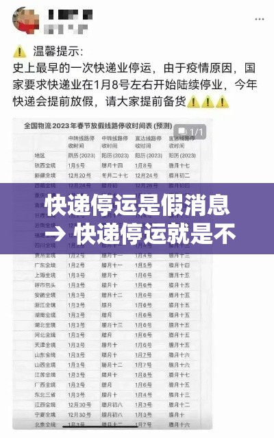 快递停运是假消息 → 快递停运就是不送了吗