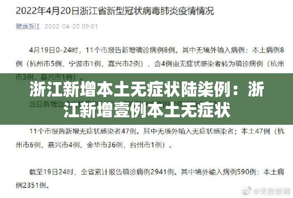 浙江新增本土无症状陆柒例：浙江新增壹例本土无症状