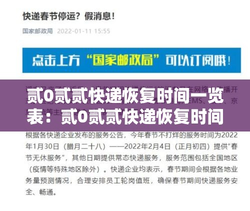 贰0贰贰快递恢复时间一览表:贰0贰贰快递恢复时间一览表查询 贰0贰贰快递恢复时间一览表:贰0贰贰快递恢复时间一览表查询