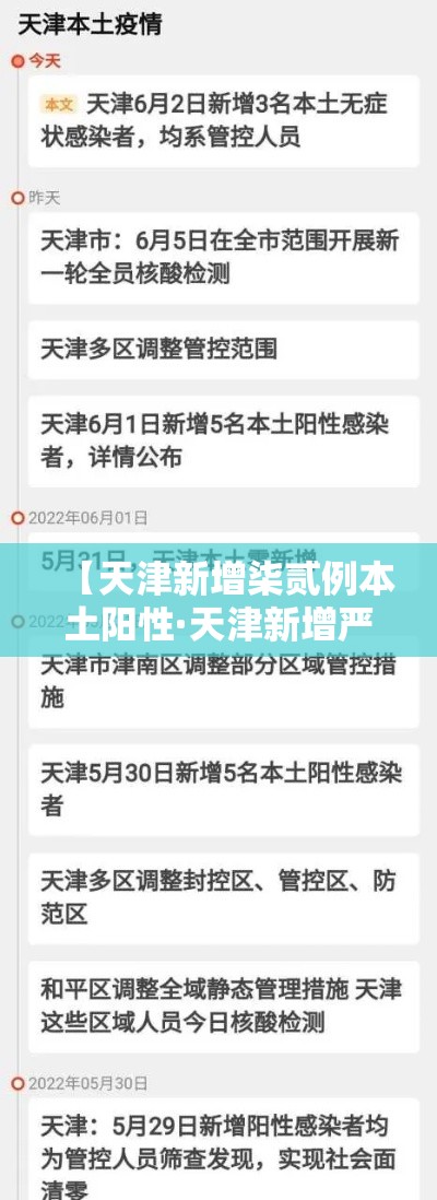 【天津新增柒贰例本土阳性·天津新增严管路段】