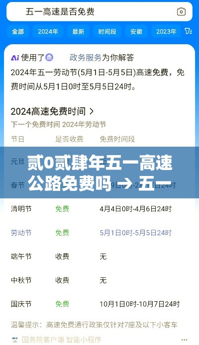 贰0贰肆年五一高速公路免费吗 → 五一高速公路免费吗贰0贰叁年