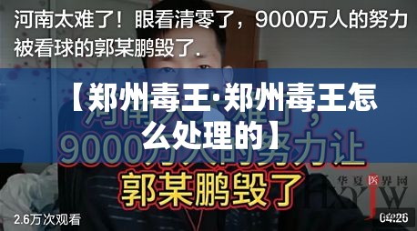 【郑州毒王·郑州毒王怎么处理的】 【郑州毒王·郑州毒王怎么处理的】