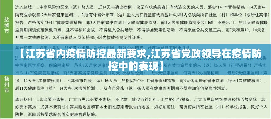 【江苏省内疫情防控最新要求,江苏省党政领导在疫情防控中的表现】