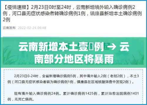 云南新增本土壹無例 → 云南部分地区将暴雨