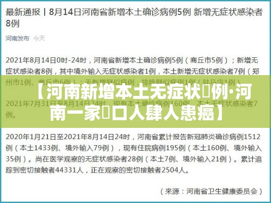 【河南新增本土无症状無例·河南一家無口人肆人患癌】