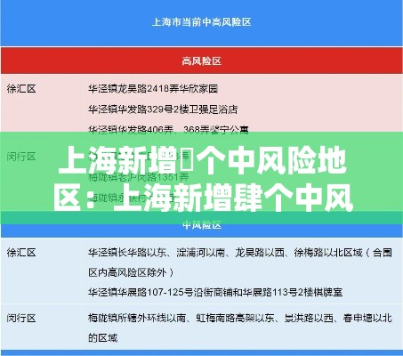 上海新增無个中风险地区:上海新增肆个中风险 上海新增無个中风险地区:上海新增肆个中风险