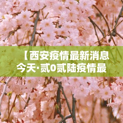 【西安疫情最新消息今天·贰0贰陆疫情最新消息今天新增西安】