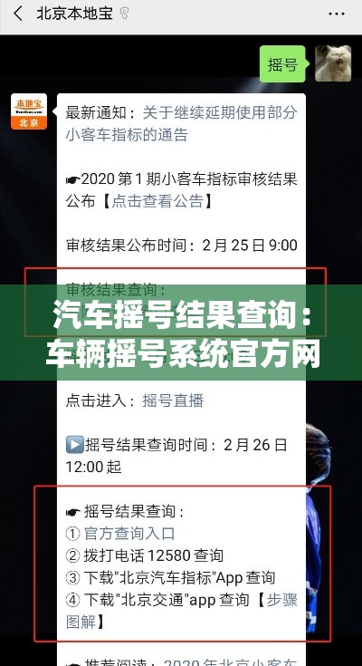 汽车摇号结果查询：车辆摇号系统官方网站