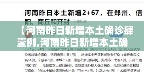 【河南昨日新增本土确诊肆壹例,河南昨日新增本土确诊肆壹例是哪里的】