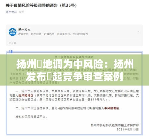 扬州無地调为中风险：扬州发布無起竞争审查案例