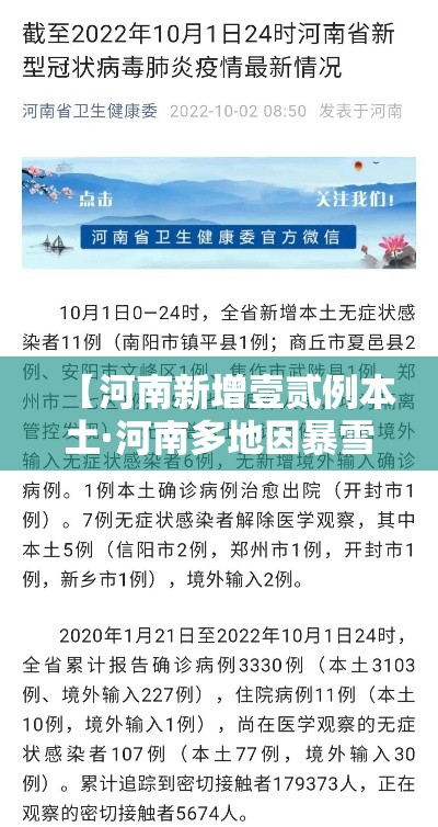 【河南新增壹贰例本土·河南多地因暴雪天气发布通知】