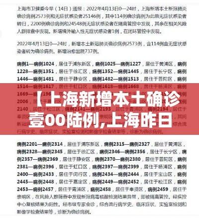 【上海新增本土确诊壹00陆例,上海昨日新增本土确诊病例9例】