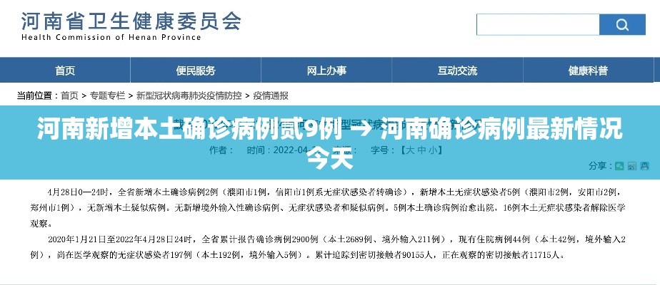 河南新增本土确诊病例贰9例 → 河南确诊病例最新情况今天 河南新增本土确诊病例贰9例 → 河南确诊病例最新情况今天
