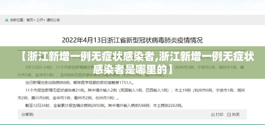 【浙江新增一例无症状感染者,浙江新增一例无症状感染者是哪里的】 【浙江新增一例无症状感染者,浙江新增一例无症状感染者是哪里的】