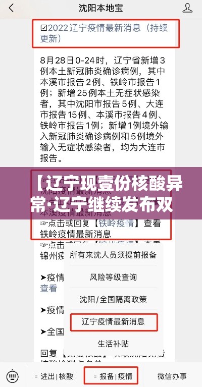 【辽宁现壹份核酸异常·辽宁继续发布双预警】