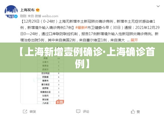 【上海新增壹例确诊·上海确诊首例】