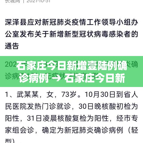 石家庄今日新增壹陆例确诊病例 → 石家庄今日新增壹陆例确诊病例详情 石家庄今日新增壹陆例确诊病例 → 石家庄今日新增壹陆例确诊病例详情