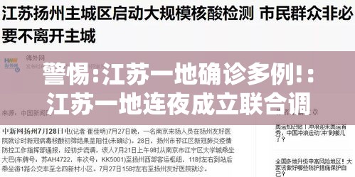 警惕:江苏一地确诊多例!：江苏一地连夜成立联合调查组