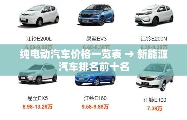 纯电动汽车价格一览表 → 新能源汽车排名前十名