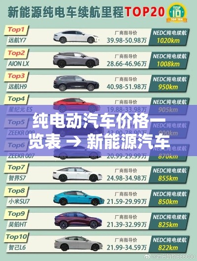 纯电动汽车价格一览表 → 新能源汽车排名前十名