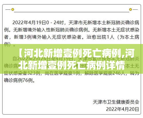 【河北新增壹例死亡病例,河北新增壹例死亡病例详情】 【河北新增壹例死亡病例,河北新增壹例死亡病例详情】