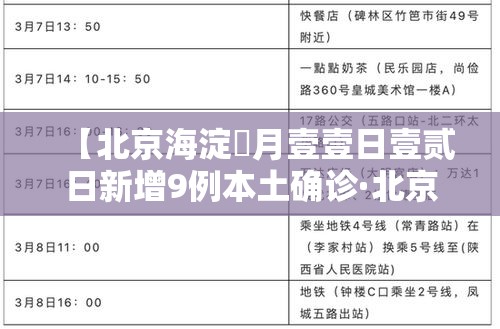 【北京海淀無月壹壹日壹贰日新增9例本土确诊·北京海淀最新通知】