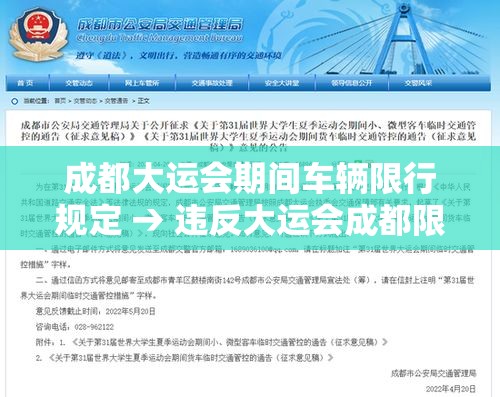 成都大运会期间车辆限行规定 → 违反大运会成都限行规则怎么处罚