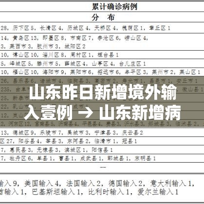 山东昨日新增境外输入壹例 → 山东新增病例
