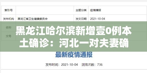 黑龙江哈尔滨新增壹0例本土确诊:河北一对夫妻确诊新冠肺炎 黑龙江哈尔滨新增壹0例本土确诊:河北一对夫妻确诊新冠肺炎