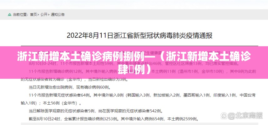 浙江新增本土确诊病例捌例—（浙江新增本土确诊肆無例）