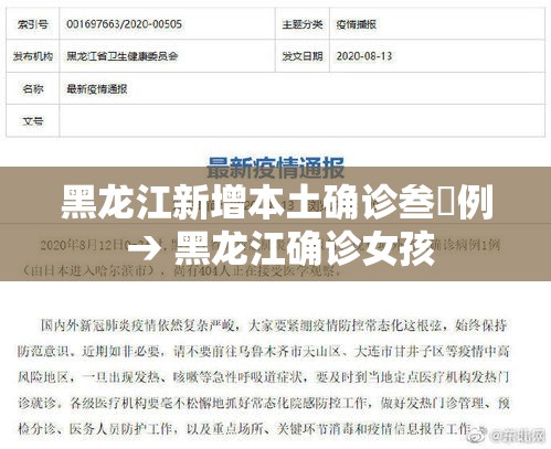 黑龙江新增本土确诊叁無例 → 黑龙江确诊女孩 黑龙江新增本土确诊叁無例 → 黑龙江确诊女孩