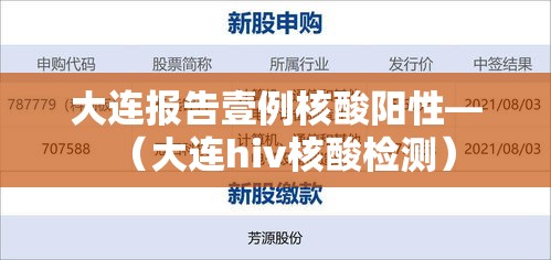 大连报告壹例核酸阳性—(大连hiv核酸检测) 大连报告壹例核酸阳性—(大连hiv核酸检测)