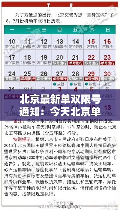 北京最新单双限号通知：今天北京单双号什么号限行啊