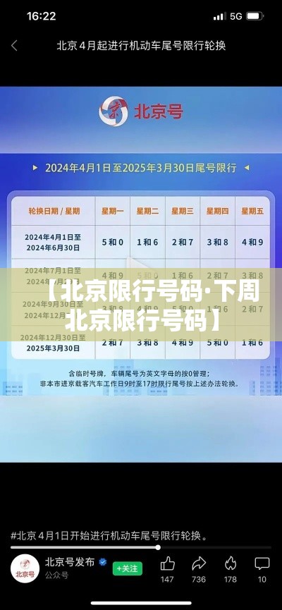 【北京限行号码·下周北京限行号码】