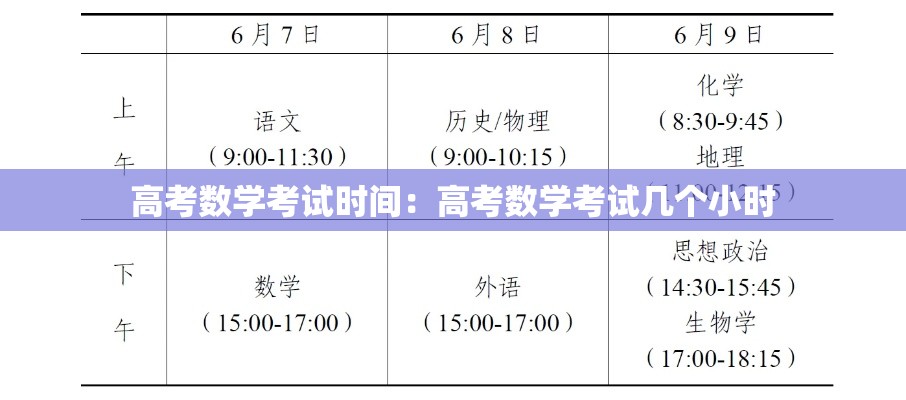 高考数学考试时间：高考数学考试几个小时
