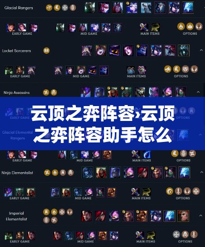 云顶之弈阵容›云顶之弈阵容助手怎么开启