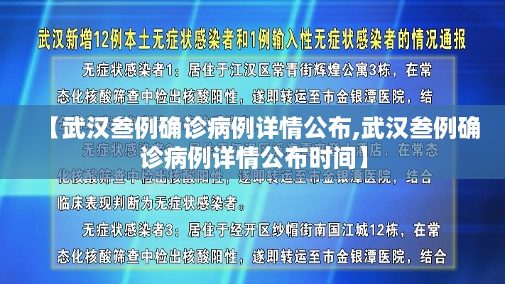 【武汉叁例确诊病例详情公布,武汉叁例确诊病例详情公布时间】 【武汉叁例确诊病例详情公布,武汉叁例确诊病例详情公布时间】